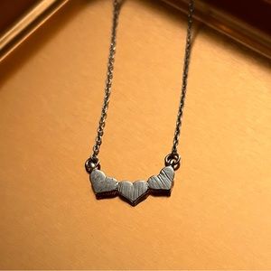 Silver triple heart necklace